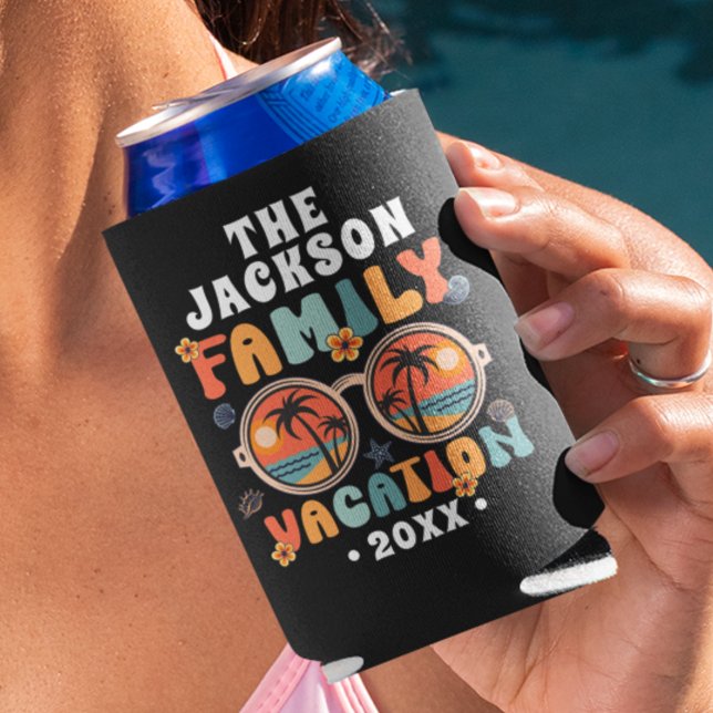 Palmen Sonnenbrille Retro Familienurlaub Groovy Dosenkühler (Von Creator hochgeladen)