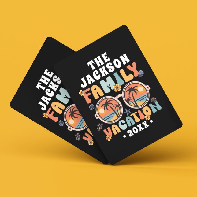 Palmen Sonnenbrille Retro Familienurlaub Groovy Spielkarten (Von Creator hochgeladen)