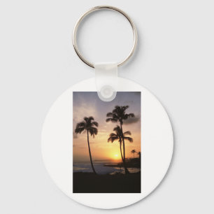 Palmen, Sonnenuntergang, Strand, Hawaii Schlüsselanhänger