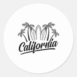 Palmen-Surfbrett California-Strand Cooler Reisende Runder Aufkleber