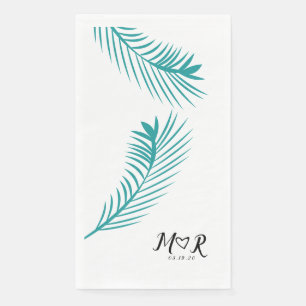 Palmen-Tropen-Blatt-Blatt-Hochzeits-Logo    Serviette