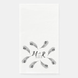 Palmen-Tropen-Blatt-Ring-Hochzeits-Logo  Serviette