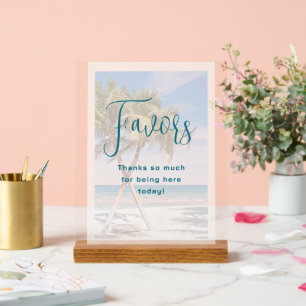 Palmen tropische Hochzeitsempfehlung Acrylschild