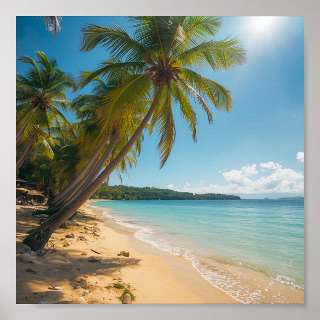 Palmen über dem Strand Poster (Vorne)