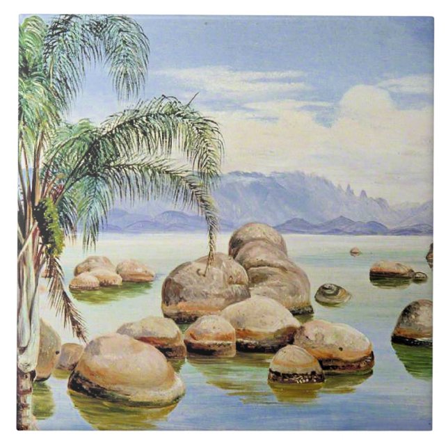 Palmen und Felsen, Bucht von Rio, Fliese (Vorderseite)