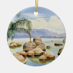 Palmen und Felsen, Bucht von Rio, Keramik Ornament