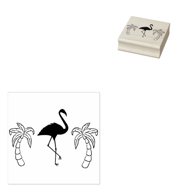 Palmen und Flamingos Gummistempel (Stempel)