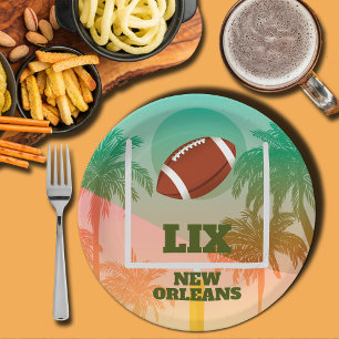 Palmen und Fußball Uprights Party Pappteller