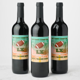 Palmen und Fußball Uprights Party Weinetikett