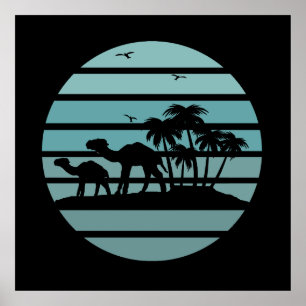 Palmen und Kamele Poster