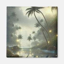 Palmen und Ozeanfoggy Day Magnet