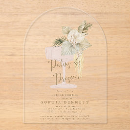 Palmen und Prosecco-Brautparty Acryleinladungen