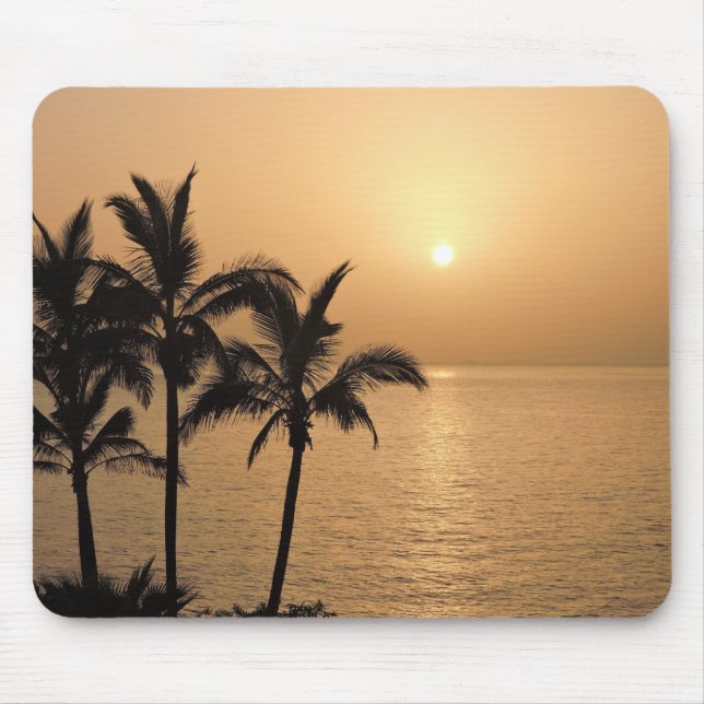 Palmen und romantischer Sonnenuntergang Mousepad (Vorne)