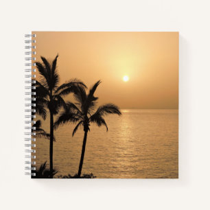 Palmen und romantischer Sonnenuntergang Notizbuch