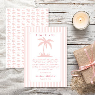 Palmen und Schnuller Rosa Coastal Baby Shower Dankeskarte