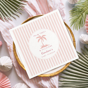 Palmen und Schnuller Rosa Coastal Baby Shower  Serviette