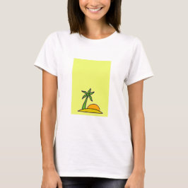 Palmen und Sonne auf gelb T-Shirt