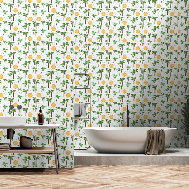 Palmen und Sonnenbäder Tapete (Badezimmer)