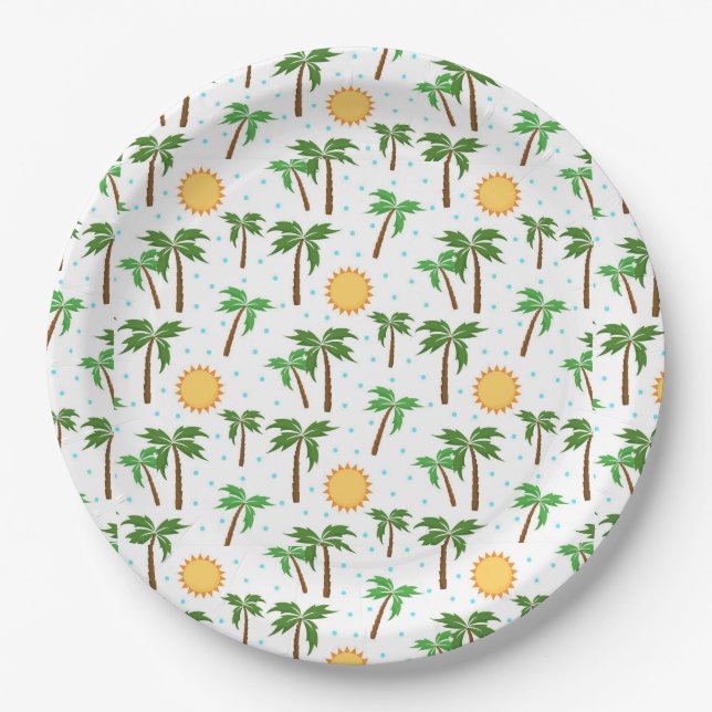 Palmen und Sonnenschein Pappteller (Vorderseite)