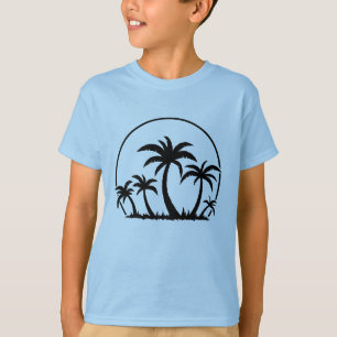 Palmen und Sonnenuntergang in Schwarz T-Shirt