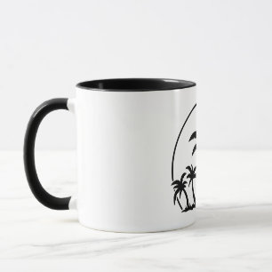Palmen und Sonnenuntergang in Schwarz Tasse