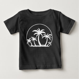 Palmen und Sonnenuntergang in Weiß Baby T-shirt