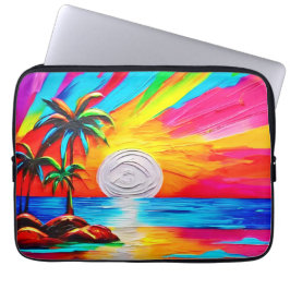 Palmen und Sonnenuntergang Laptopschutzhülle