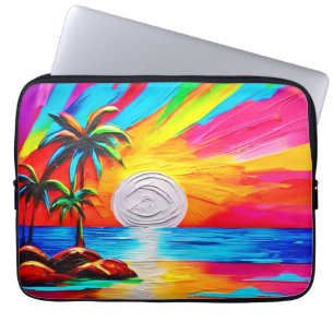 Palmen und Sonnenuntergang Laptopschutzhülle