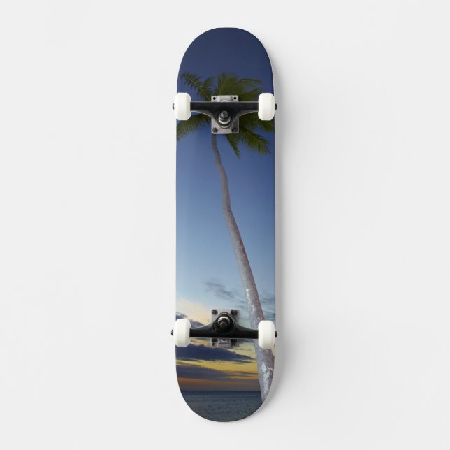 Palmen und Sonnenuntergang, Plantation Island Reso Skateboard (Vorderseite)