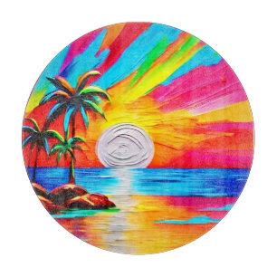 Palmen und Sonnenuntergang Schneidebrett