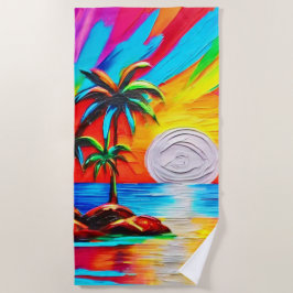 Palmen und Sonnenuntergang Strandtuch