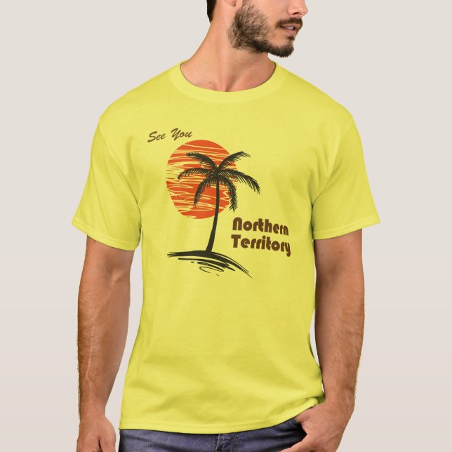 Palmen und Sonnenuntergang T-Shirt (Vorderseite)
