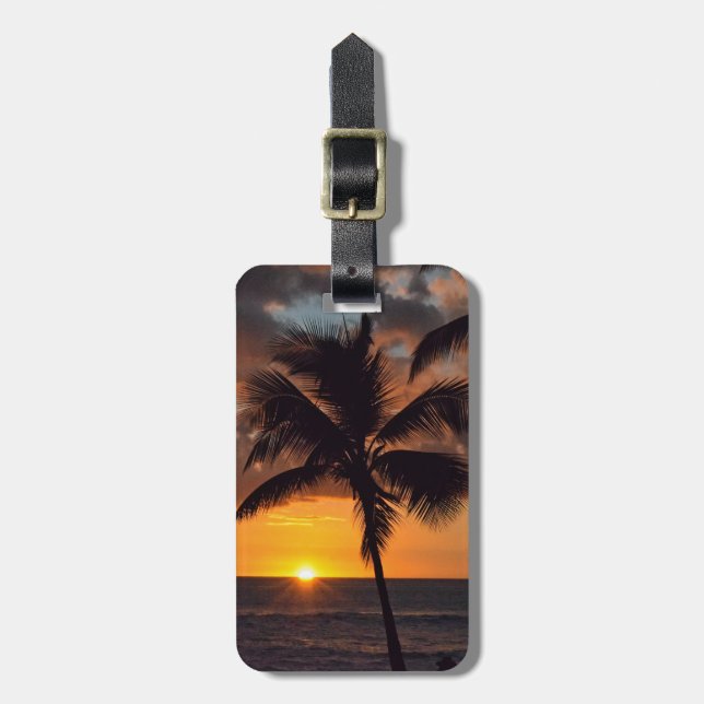 Palmen und Sonnenuntergänge in der Insel Gepäckmar Gepäckanhänger (Vorderseite vertikal)
