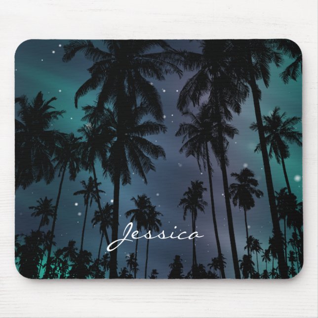 Palmen und Sternenhimmel personalisiert Mousepad (Vorne)
