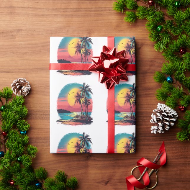 Palmen und Strand Geschenkpapier (Feiertagsgeschenk)