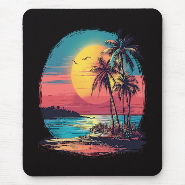 Palmen und Strand Mousepad (Vorne)