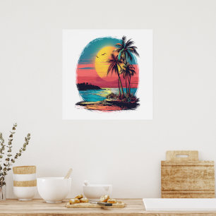 Palmen und Strand Poster