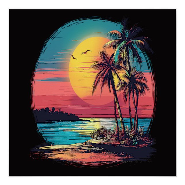 Palmen und Strand Poster (Vorderseite)