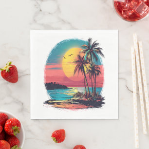 Palmen und Strand Serviette
