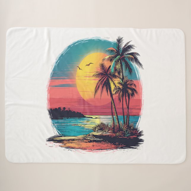 Palmen und Strand Sherpadecke (Vorderseite (Horizontal))
