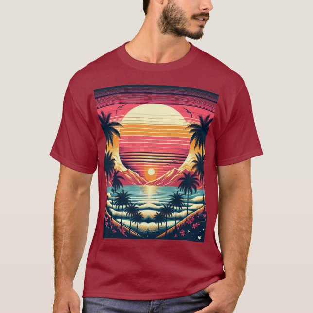 Palmen und Sunset T - Shirt (Vorderseite)