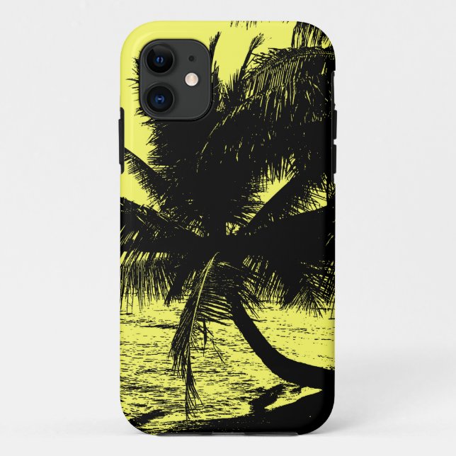 Palmen und Wasser - Gelb Case-Mate iPhone Hülle (Rückseite)