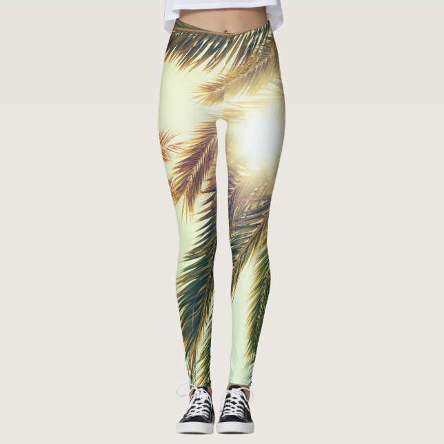 Palmen, Vintager Himmel. Leggings (Vorderseite)