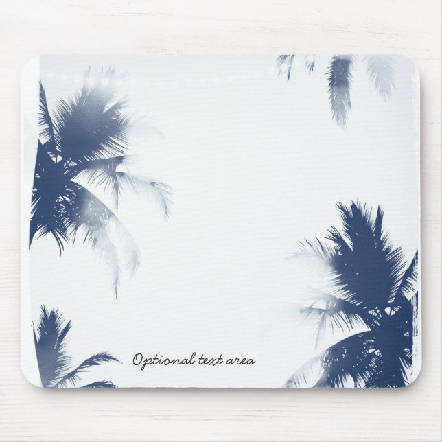 Palmen Weiße Glamour Chic Modern Tropical Mousepad (Vorne)