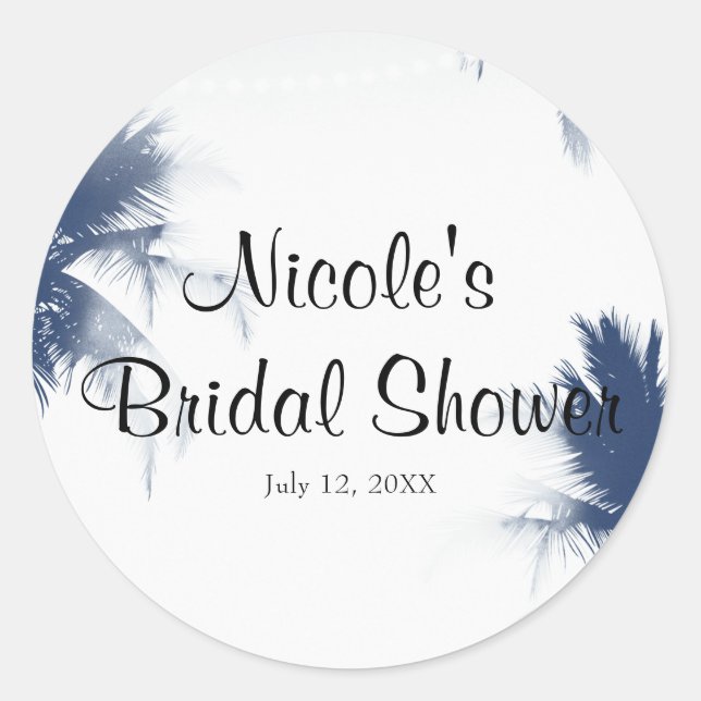 Palmen Weiße Glamour Chic Modern Tropical Runder Aufkleber (Vorderseite)