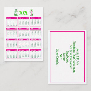 Palmenbaum 2026 Kalender DIY Farben Hot Pink Grün Visitenkarte