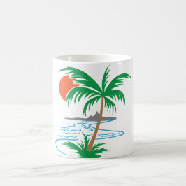 Palmenbaum am Fluss | Tropische Sonnenuntergangsku Kaffeetasse