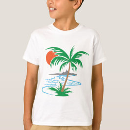 Palmenbaum am Fluss | Tropische Sonnenuntergangsku T-Shirt