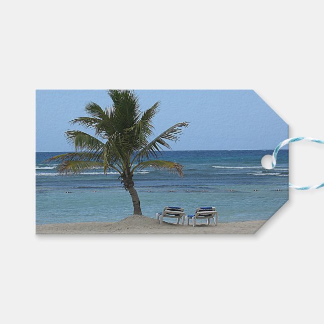 Palmenbaum am Strand Geschenkanhänger (Vorderseite (Horizontal))