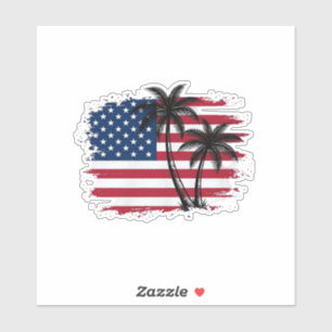 Palmenbaum Amerikanische Flagge Patriotischer Stra Aufkleber